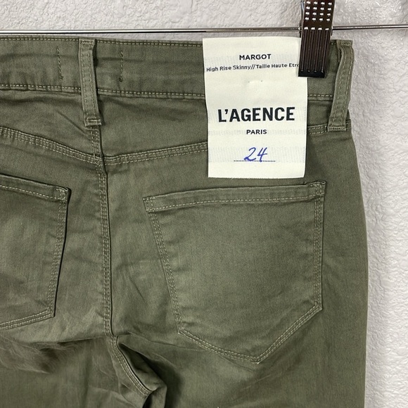 NWT L’Agence Margot Skinny High Rise Jeans Olive Night Green Sz 24 - Picture 6 of 11